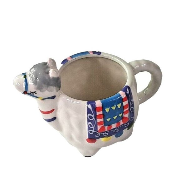 Llama Figurine Coffee Mug Cup Ceramic Large Decorative White Colorful Design 5" - Picture 11 of 14